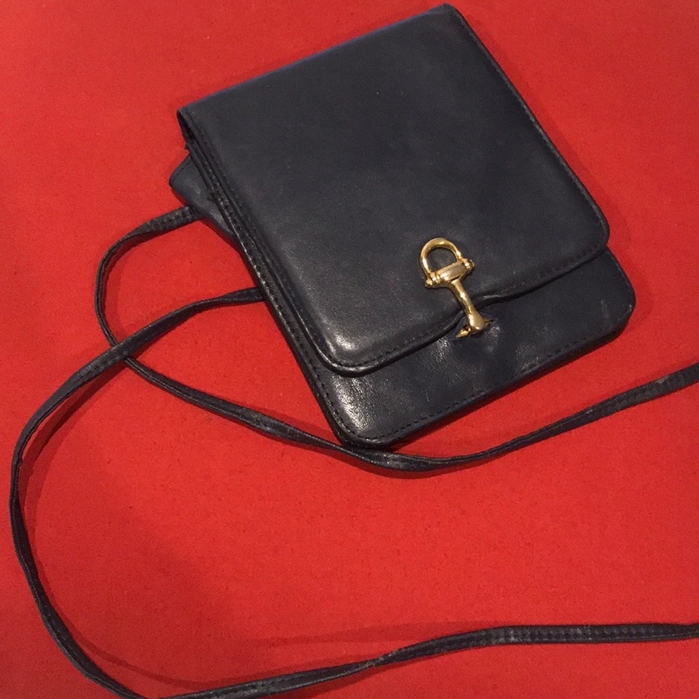 Genuine Leather Navy Crossbody Vintage Purse
